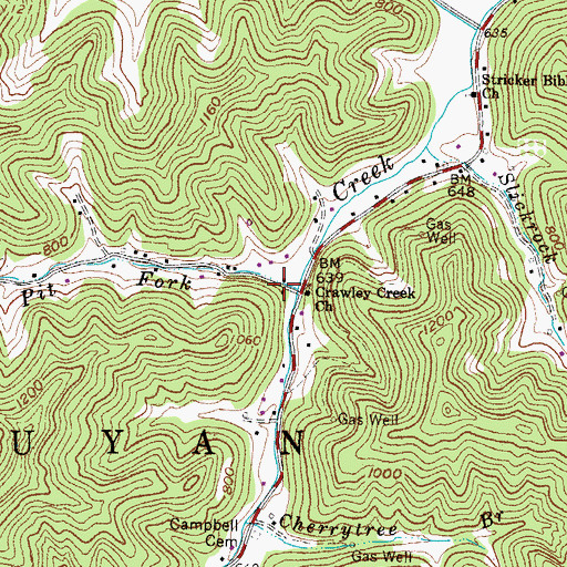 Topographic Map of Pit Fork, WV