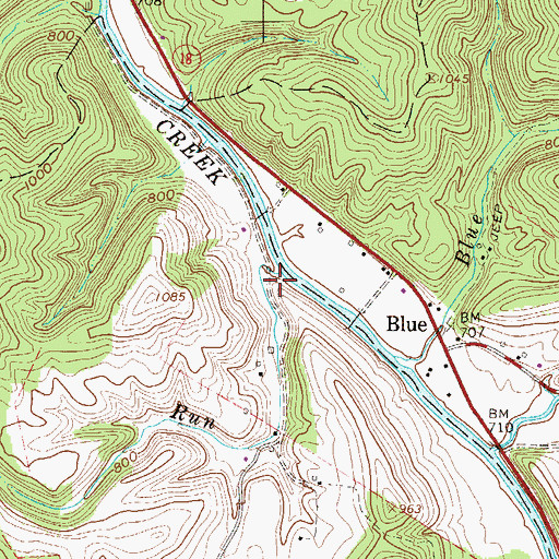Topographic Map of Pitts Run, WV