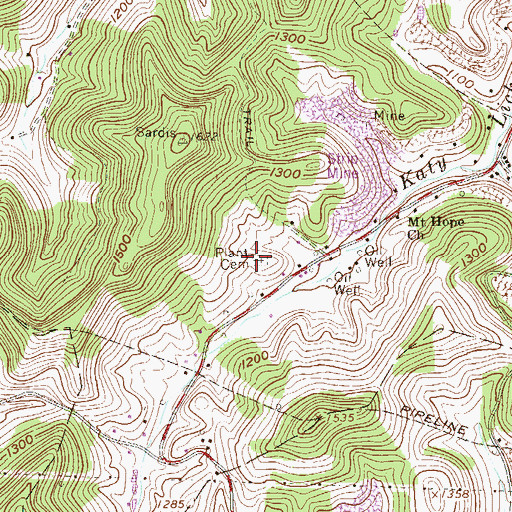 Topographic Map of Plant Cemetery, WV
