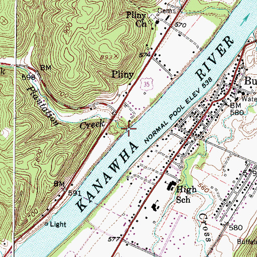 Topographic Map of Plantation Creek, WV