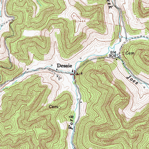 Topographic Map of Plantation Fork, WV