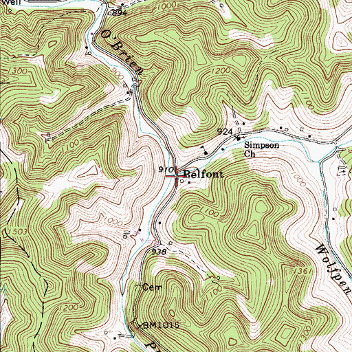 Topographic Map of Plantation Fork, WV