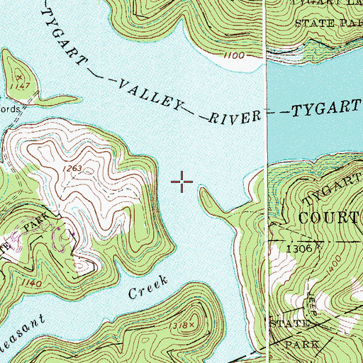 Topographic Map of Pleasant Creek, WV