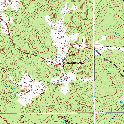 Topographic Map of Pleasant Dale Church, WV