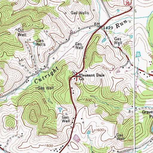 Topographic Map of Pleasant Dale Church, WV