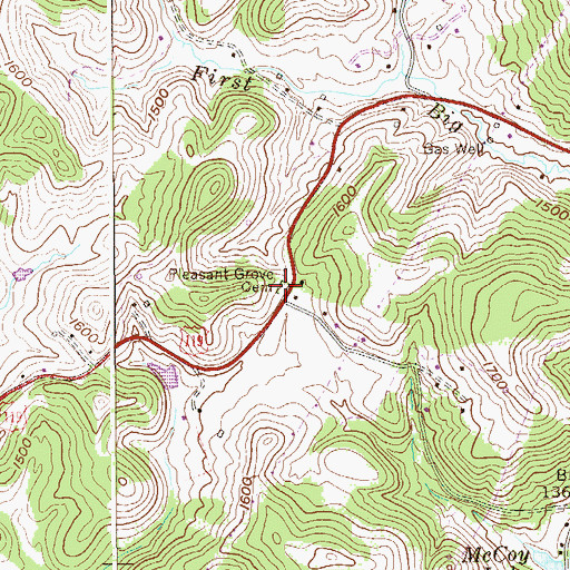 Topographic Map of Pleasant Grove Cemetery, WV