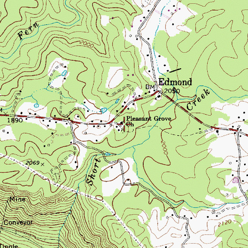 Topographic Map of Pleasant Grove Church, WV