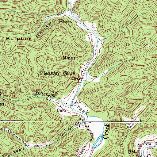 Topographic Map of Pleasant Grove Church, WV