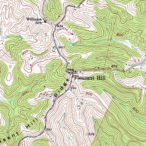 Topographic Map of Pleasant Hill, WV