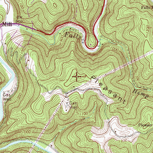 Topographic Map of Pleasant Hill, WV