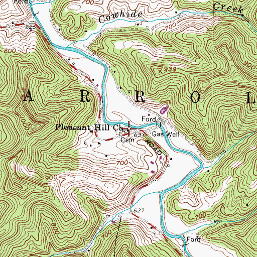 Topographic Map of Pleasant Hill Church, WV