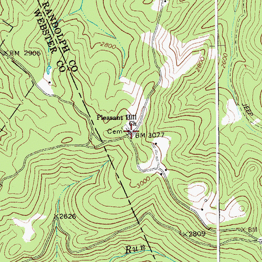 Topographic Map of Pleasant Hill Church, WV