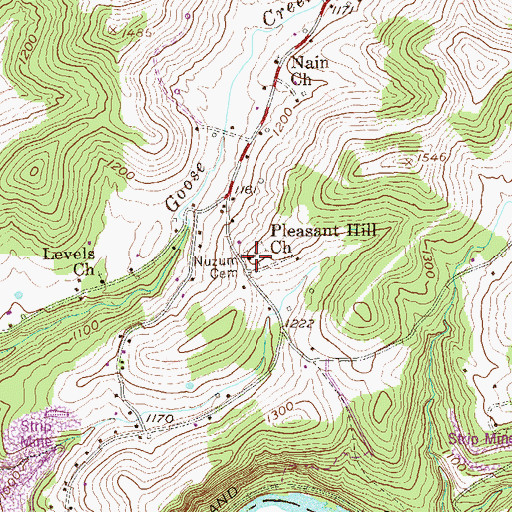 Topographic Map of Pleasant Hill Church, WV