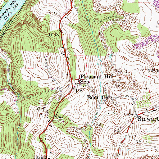 Topographic Map of Pleasant Hill School (historical), WV