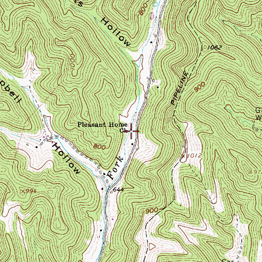 Topographic Map of Pleasant Home Church, WV