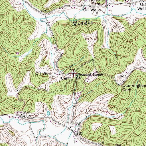 Topographic Map of Pleasant Home Church, WV