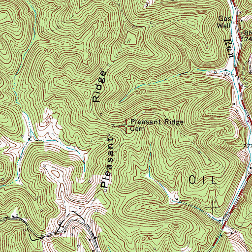 Topographic Map of Pleasant Ridge Cemetery, WV