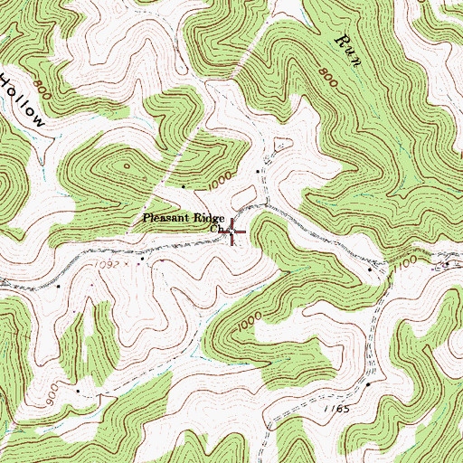 Topographic Map of Pleasant Ridge Church, WV