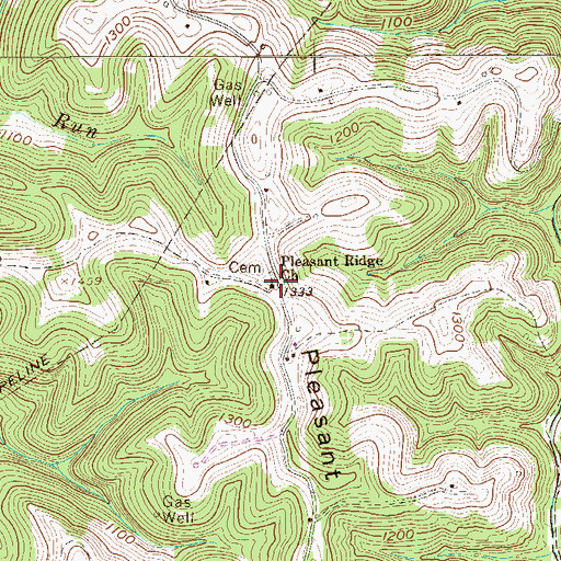 Topographic Map of Pleasant Ridge United Methodist Church, WV