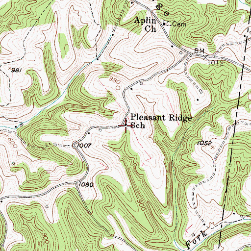 Topographic Map of Pleasant Ridge School (historical), WV