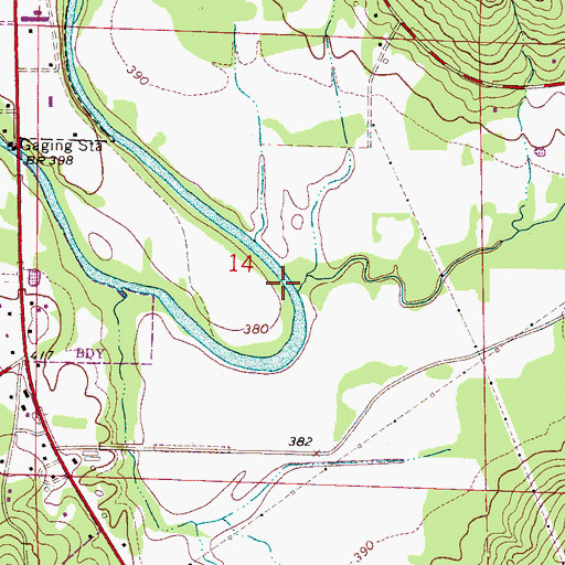 Topographic Map of Woods Creek, AL