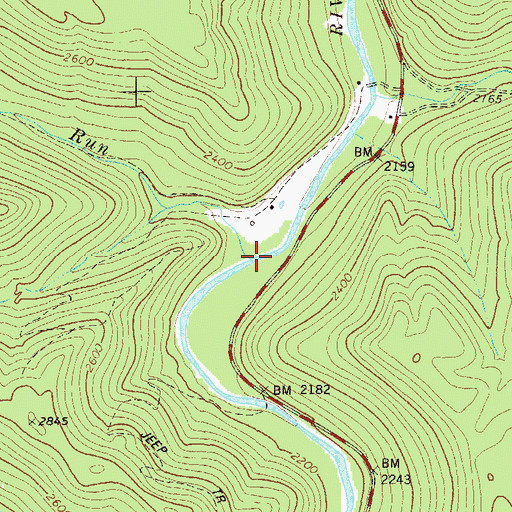 Topographic Map of Pleasant Run, WV