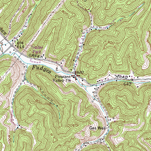 Topographic Map of Pleasant Valley Church, WV