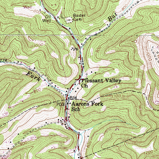 Topographic Map of Pleasant Valley Church, WV