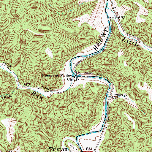 Topographic Map of Pleasant Valley Church, WV