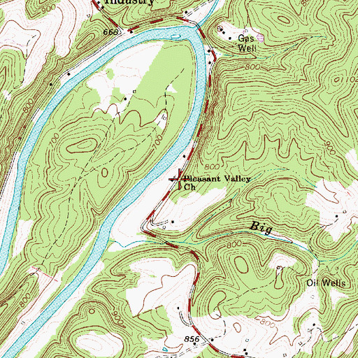 Topographic Map of Pleasant Valley Church, WV
