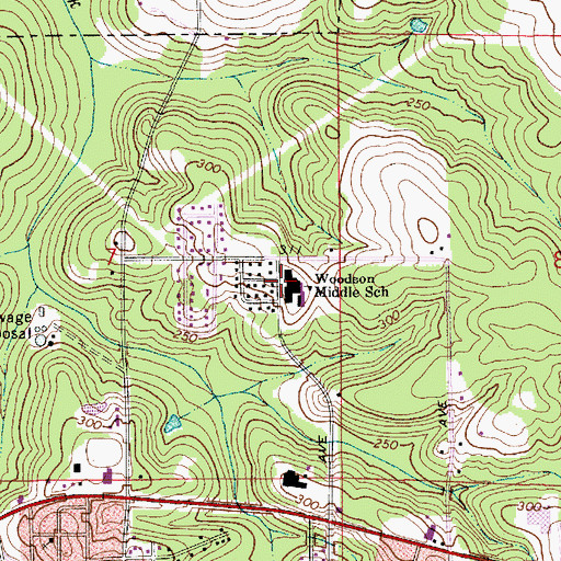 Topographic Map of Woodson Middle School, AL
