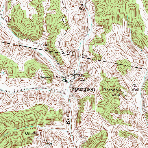 Topographic Map of Pleasant Valley Church, WV