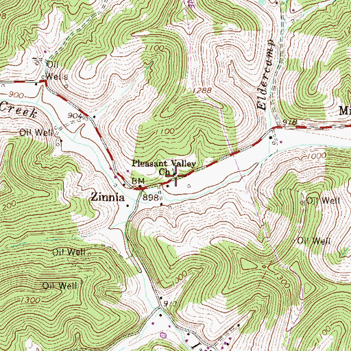 Topographic Map of Pleasant Valley Church, WV