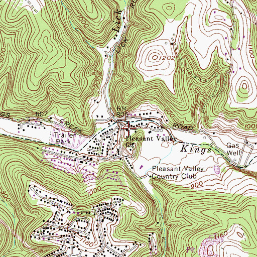 Topographic Map of Pleasant Valley United Methodist Church, WV