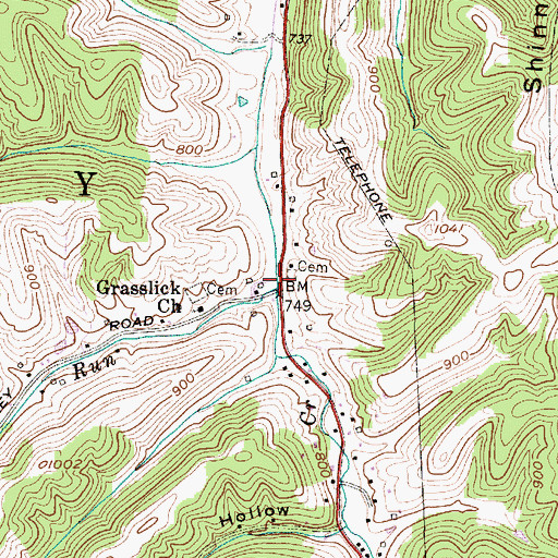 Topographic Map of Pleasant Valley Run, WV