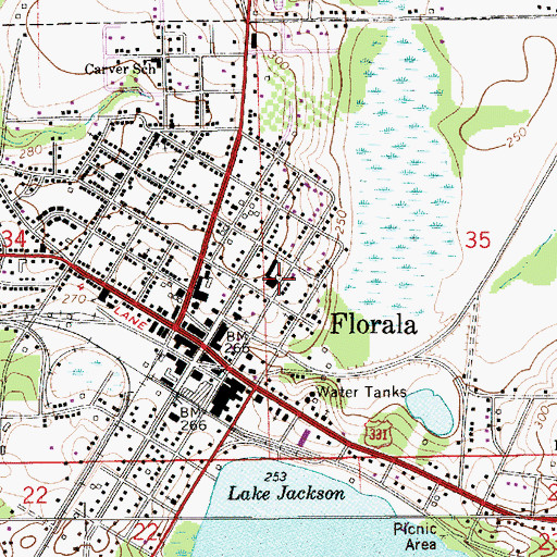 Topographic Map of Florala Elementary School, AL