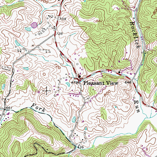 Topographic Map of Pleasant View, WV