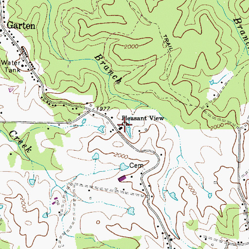 Topographic Map of Pleasant View Church, WV