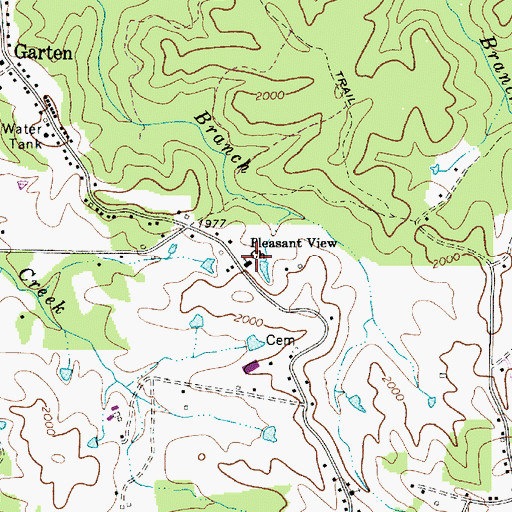 Topographic Map of Pleasant View Church, WV