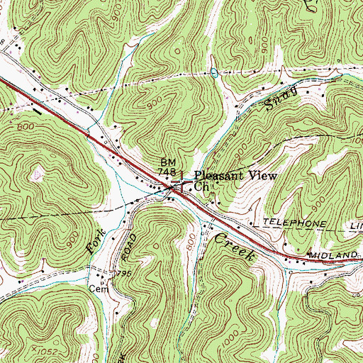 Topographic Map of Pleasant View Church, WV