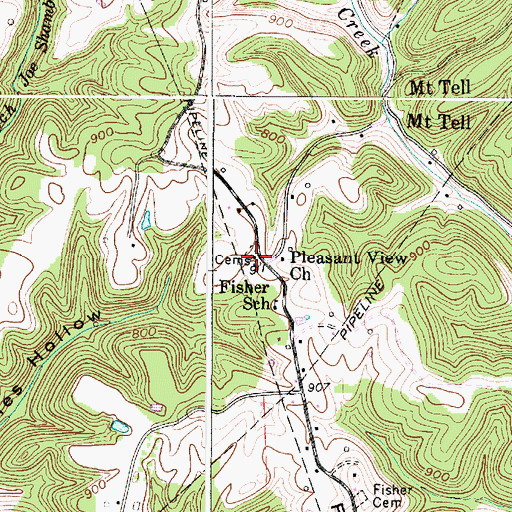 Topographic Map of Pleasant View Church, WV