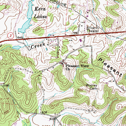 Topographic Map of Pleasant View Church, WV