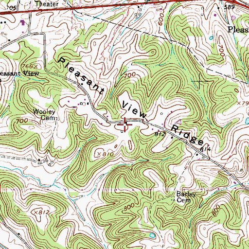 Topographic Map of Pleasant View Ridge, WV