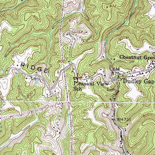 Topographic Map of Pleasant View School (historical), WV