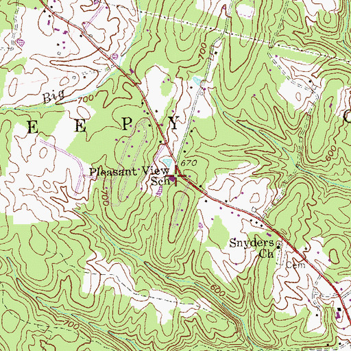 Topographic Map of Pleasant View Elementary School, WV