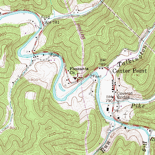 Topographic Map of Pleasant Baptist Church, WV