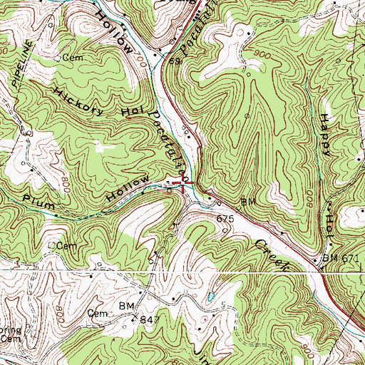 Topographic Map of Plum Hollow, WV