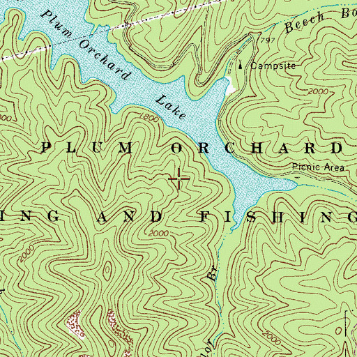 Topographic Map of Plum Orchard Lake Wildlife Management Area, WV