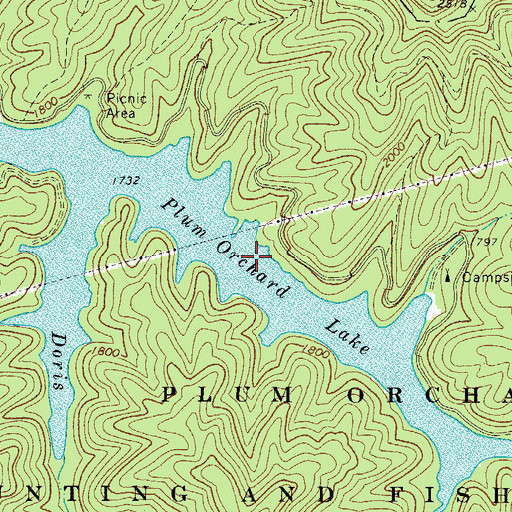 Topographic Map of Plum Orchard Lake, WV