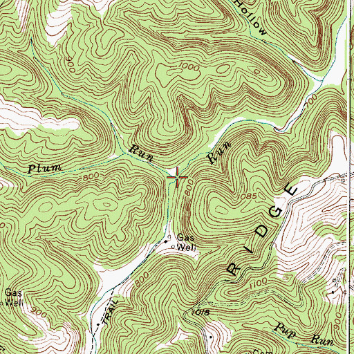 Topographic Map of Plum Run, WV